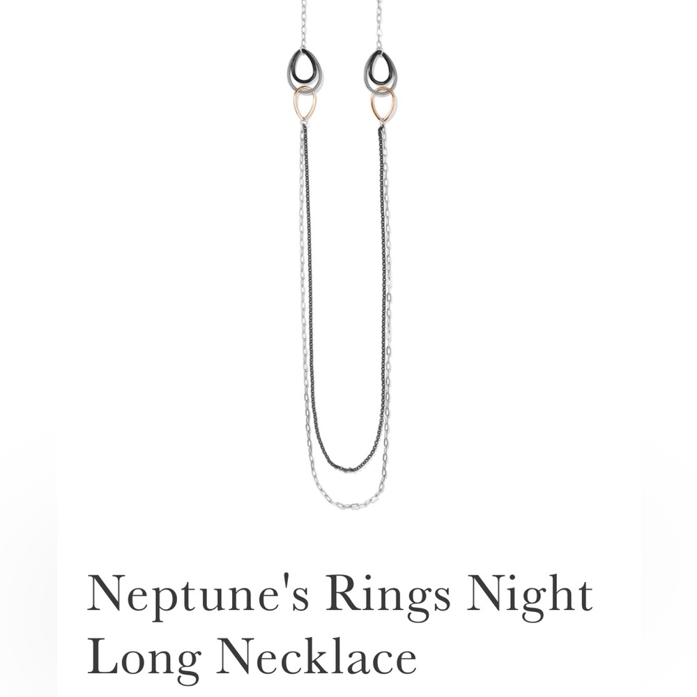 NWT! Brighton Neptune’s Rings Night Long Silver, Black, Rose Gold Necklace